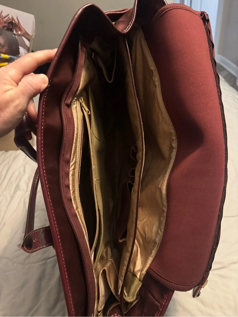 Coakley Burgundy Tote Bag with Leather Trim